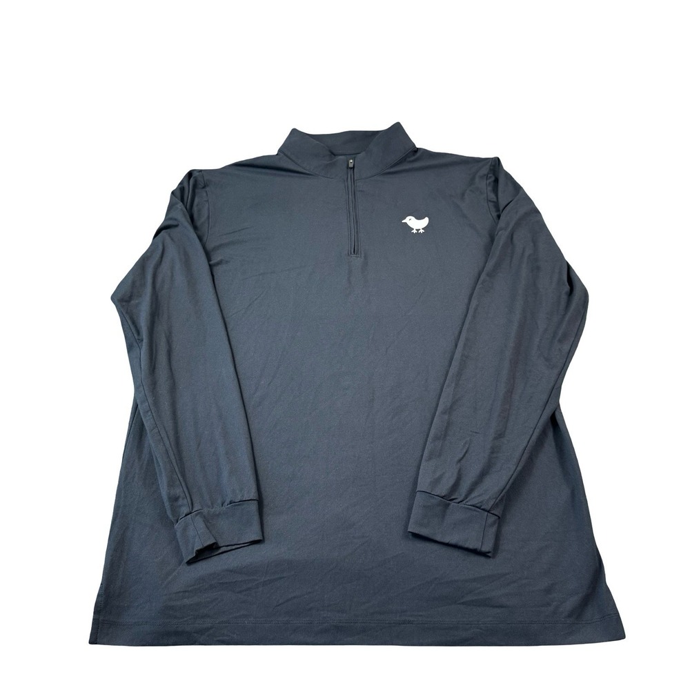 Bad Birdie Mens Black White Logo Performance Quarter Zip Pullover Sweater Large